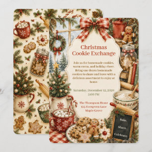 Invitación Intercambio de Galletas Navideñas Vintage Repost