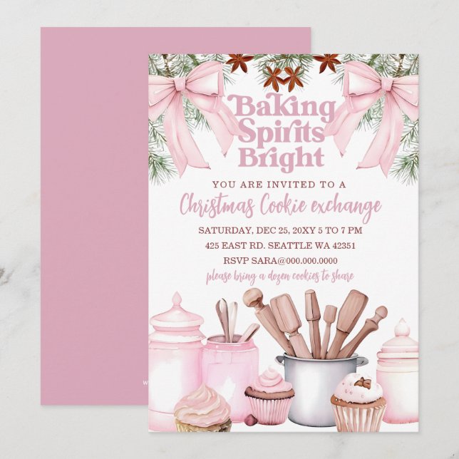 Invitación Intercambio de Galletas Rosadas para Alegrar Espír (Anverso / Reverso)
