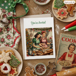 Invitación Intercambio de Galletas Vintage Navidad