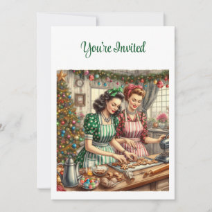 Invitación Intercambio de Galletas Vintage Navidad