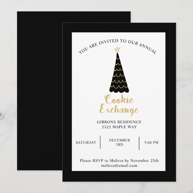 Invitación Intercambio de intercambio de cookies en árbol de  (Anverso / Reverso)