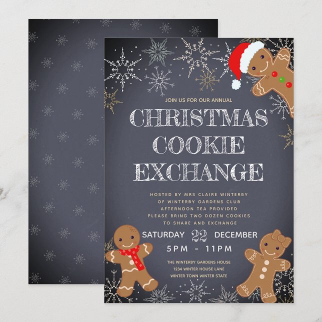 Invitación Intercambio de la galleta del navidad (Anverso / Reverso)