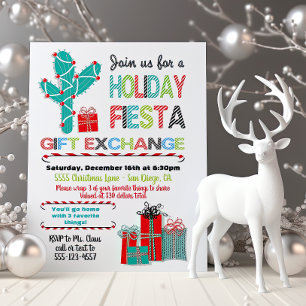 Invitación Intercambio de obsequios para Navidades de Fiesta 