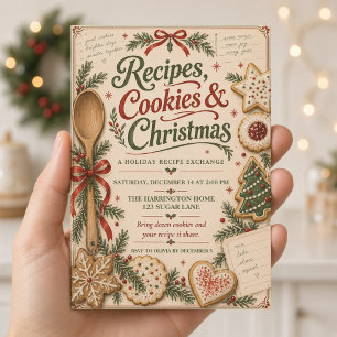 Invitación Intercambio de Recetas de Galletas de Navidad Vint