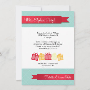 Invitación Intercambio de regalos cinta roja hielo azul fiest