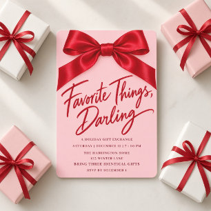 Invitación Intercambio de Regalos de Cosas Favoritas con Lazo