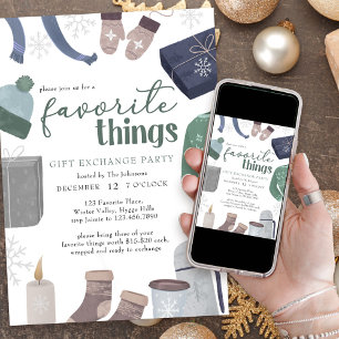 Invitación Intercambio de Regalos de Cosas Favoritas de Invie
