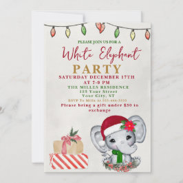 Invitación Intercambio de Regalos de Elefante Blanco con Acua