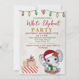 Invitación Intercambio de Regalos de Elefante Blanco con Acua