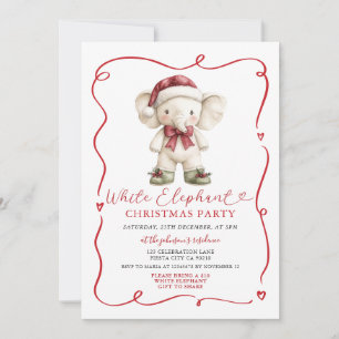 Invitación Intercambio de regalos de elefante blanco con lazo