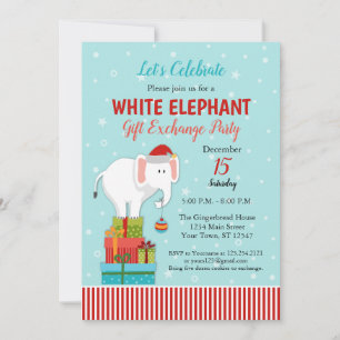 Invitación Intercambio de Regalos de Elefante Blanco en Fiest