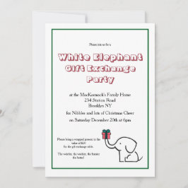 Invitación Intercambio de Regalos de Elefante Blanco en la Fi