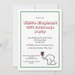Invitación Intercambio de Regalos de Elefante Blanco en la Fi