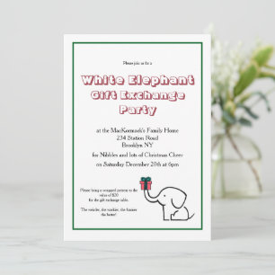 Invitación Intercambio de Regalos de Elefante Blanco en la Fi