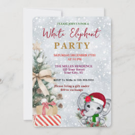 Invitación Intercambio de Regalos de Elefante Blanco Moderno 