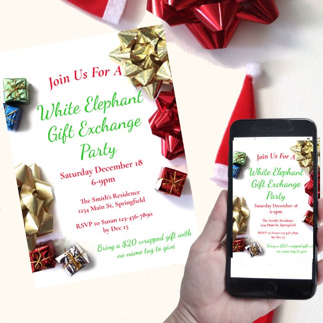 Invitación Intercambio de regalos de Fiestas de Elefantes Bla (Subido por el creador)