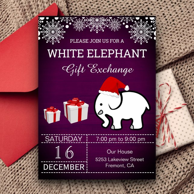 Invitación Intercambio de Regalos de Navidad Blanco de Fiesta (Subido por el creador)