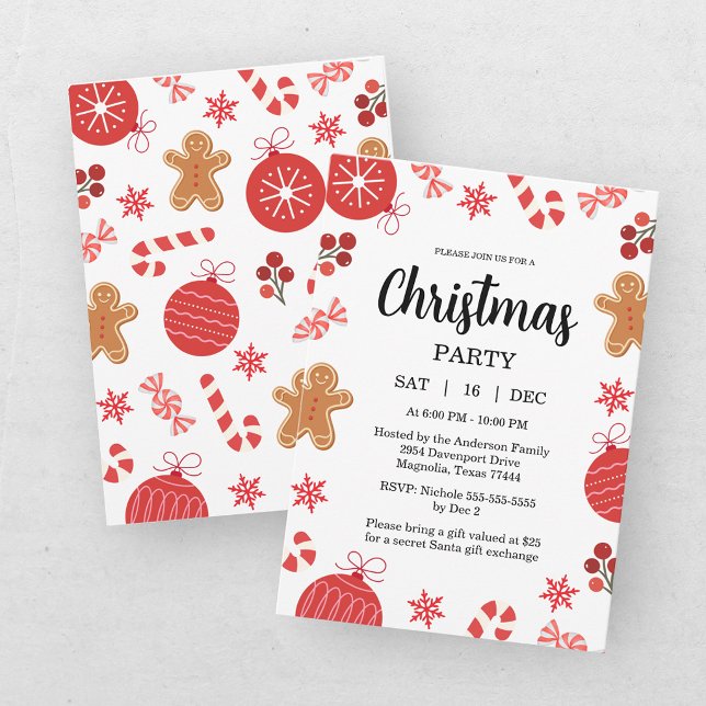 Invitación Intercambio de Regalos de Navidad Fiesta Roja de V (Subido por el creador)