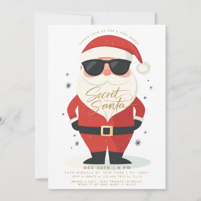 Invitación Intercambio de Regalos de Santa Secreto Navidad Mo (Anverso)