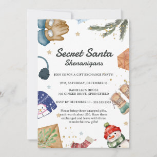Invitación Intercambio de regalos divertidos Navidad Secreto