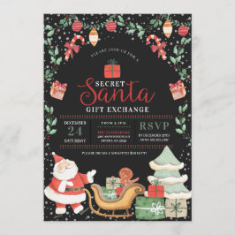 Invitación Intercambio de regalos navideños de Navidades secr