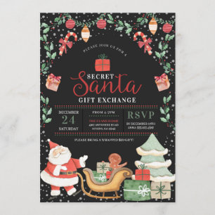 Invitación Intercambio de regalos navideños de Navidades secr