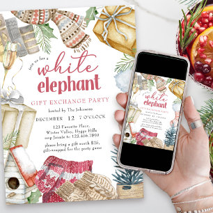 Invitación Intercambio de Regalos Navideños Elefante Blanco F