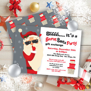 Invitación Intercambio de regalos secretos de Santa Fiesta