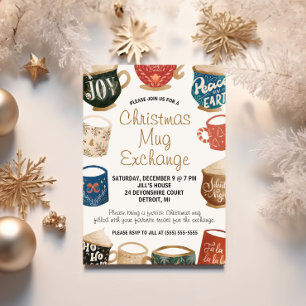 Invitación Intercambio de Tazas de Navidad, Fiesta de Interca