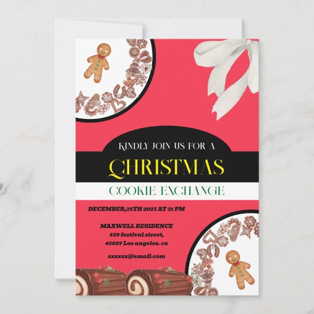 Invitación intercambio elegante de galletas de pan de jengibr (Anverso)