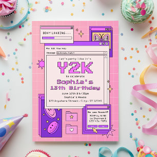 Invitación Interfaz de Computadora Retro Años 2000 Y2K Fiesta