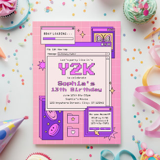 Invitación Interfaz de Computadora Retro Años 2000 Y2K Fiesta