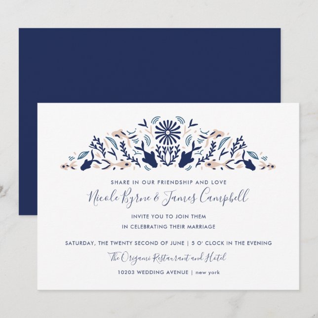 Invitación Internacional > Japonés | Boda moderno de Koi y Lo (Anverso / Reverso)