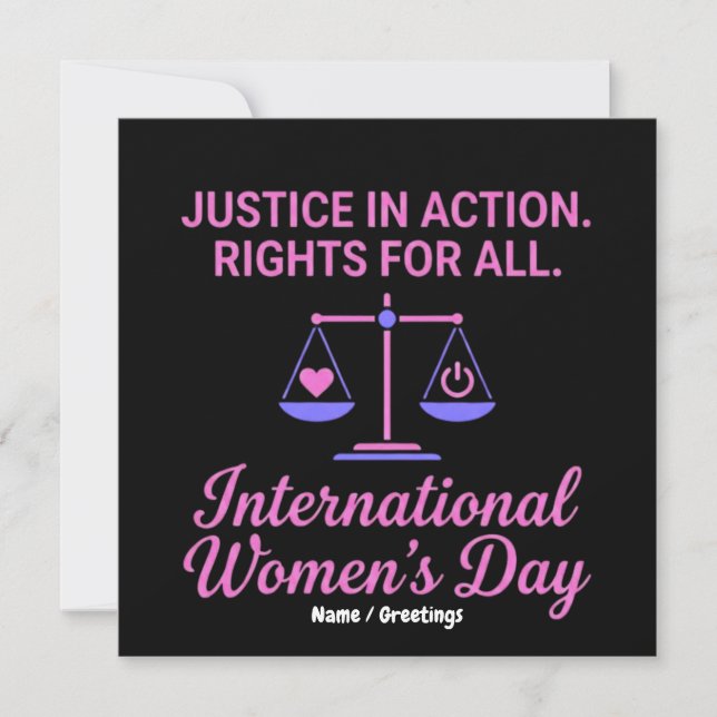 Invitación International Women's Day Justice In Action Rights (Anverso)