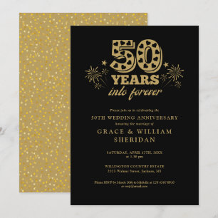 Invitación Into Forever Gold Black 50th Boda Aniversario