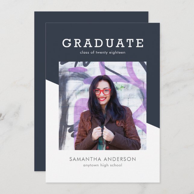 Invitación intrépida de la graduación del color (Anverso / Reverso)