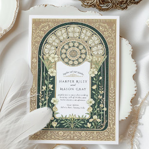 Invitación Intrincado Boda floral de Art Nouveau