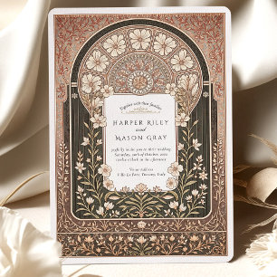 Invitación Intrincado Boda floral de Art Nouveau