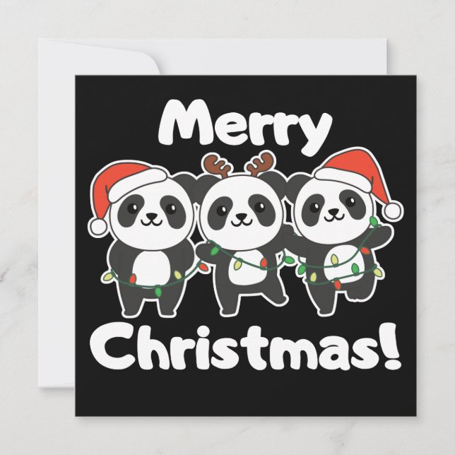 Invitación Inv Panda Navidad Animales Pandas Feliz Navidad (Anverso)