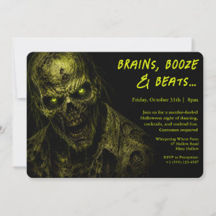 Invitación Invasión de Zombies   Fiesta de Disfraces de Hallo