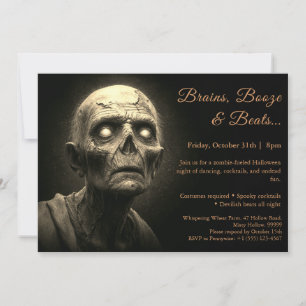 Invitación Invasión de Zombies   Fiesta de Disfraces de Hallo