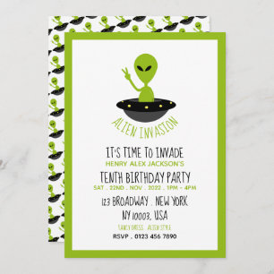 Invitación Invasión extranjera, cumpleaños