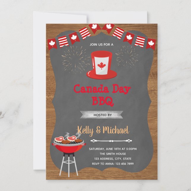Invitación invento bbq de Canada day (Anverso)