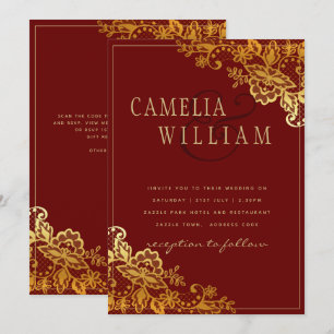 Invitación Inventos de Bodas de oro Lace Burgundy