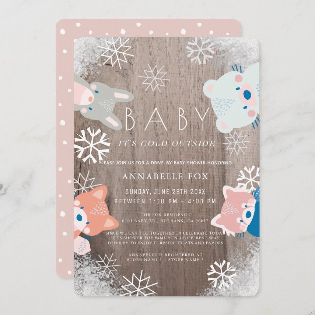 Invitación Invernadero Animales Woodland Baby Shower (Anverso / Reverso)