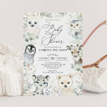 Invitación Invernadero de los animales del Ártico Baby Shower<br><div class="desc">Invite a sus huéspedes con esta fantástica invitación a la ducha de bebé,  que incluye adorables animales árticos y una suave vegetación acuática. Utilice las herramientas de diseño para editar el texto,  cambiar el color de fuente y el estilo para crear un diseño único de tipo invitación.</div>