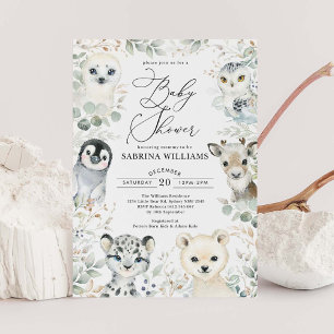 Invitación Invernadero de los animales del Ártico Baby Shower