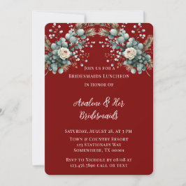 Invitación Invernadero Floral Rojo Rosa Blanca Bridesmaids Lu