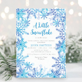 Invitación Invernal acuarela Snowflake Sprinkle Baby Shower