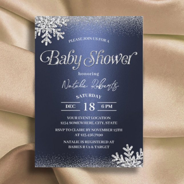 Invitación Invernal copos de nieve Baby Shower azul de la mar (Subido por el creador)